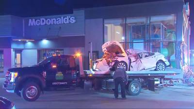 PHOTOS: Driver hurt when car goes airborne, crashes into West Mifflin McDonald’s