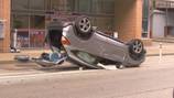 Person taken to hospital after SUV flips over in Downtown Pittsburgh