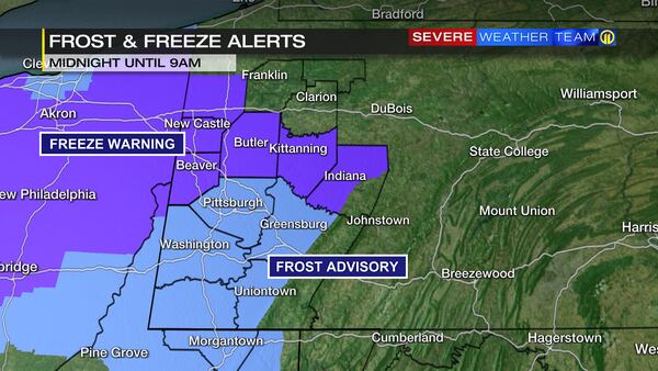 FROST, FREEZE ALERTS will go into effect at midnight