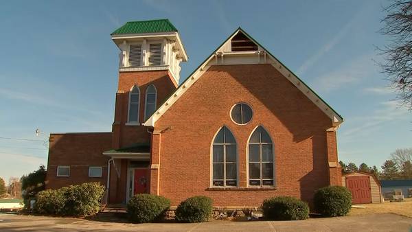 Interior of Trinity United Methodist Church a total loss after fire