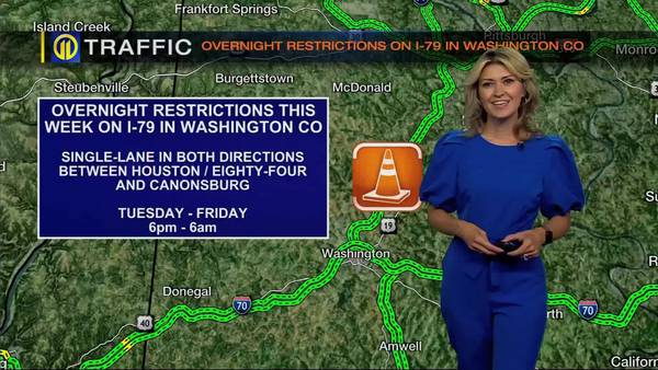 TRAFFIC: Overnight restrictions on I-79 in Washington County