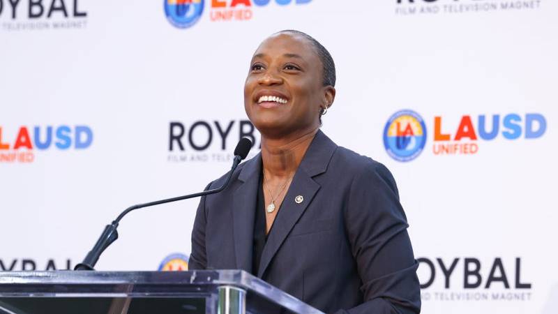 LOS ANGELES, CALIFORNIA - OCTOBER 13: Senator Laphonza Butler attends a pep rally to celebrate the second year of the Roybal Film and Television Production School on October 13, 2023 in Los Angeles, California. (Photo by Randy Shropshire/Getty Images for Entertainment Industry Foundation)