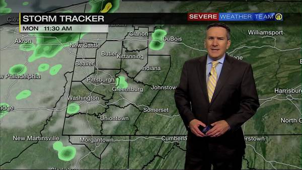 Humid with isolated showers Monday night, scattered showers, storms expected Tuesday