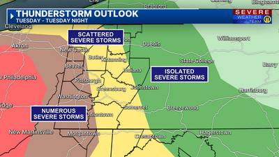 Heavy rain to move in Monday evening ahead of strong strong storms Tuesday