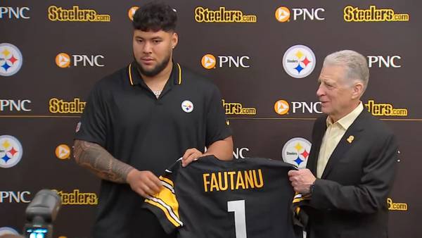 Steelers 1st round pick Troy Fautanu arrives in Pittsburgh, addresses media