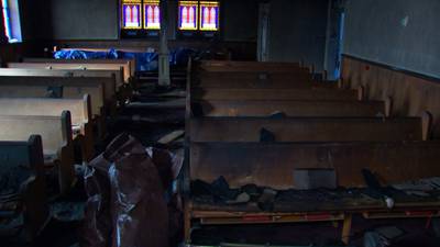 PHOTOS: Interior of Trinity United Methodist Church a total loss after fire