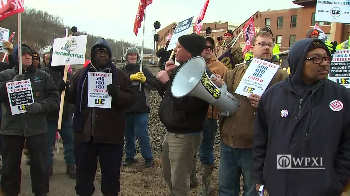 Workers protest at Wabtec in Wilmerding over strike in Erie WPXI