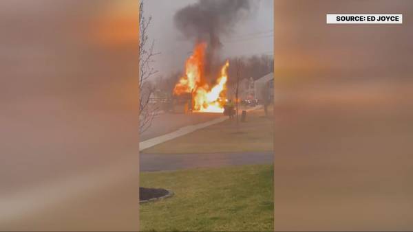 Garbage truck explodes into flames in Findlay Township neighborhood