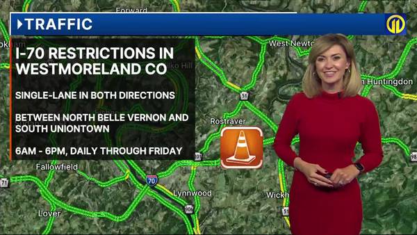 TRAFFIC: I-70 Restrictions in Westmoreland County
