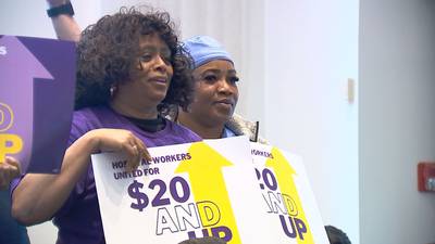 Hospital workers rally in Pittsburgh for minimum wage increases