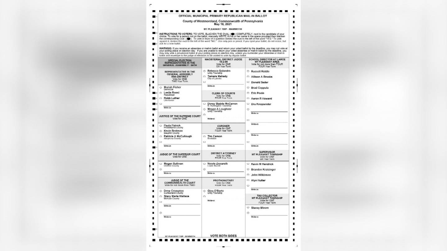 Westmoreland County scrambling to correct mailin ballot issues WPXI