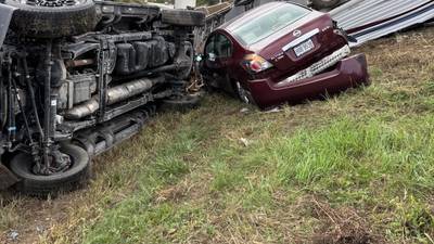 PHOTOS: Cars, truck hauling camper crash through median strip at I-279/I-79 split