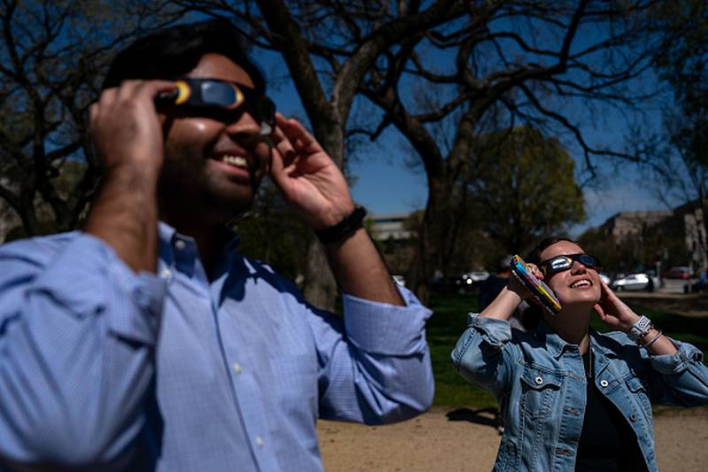 People watching the 2024 solar eclipse