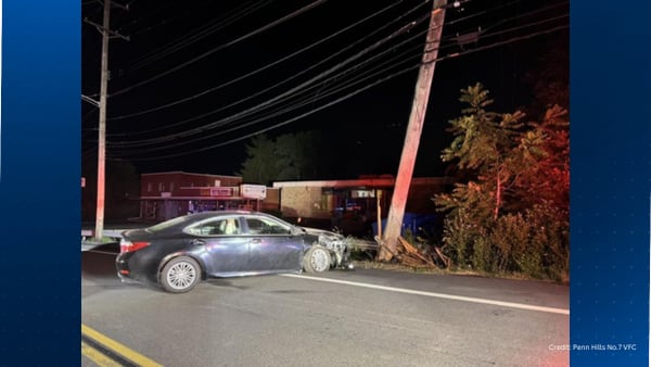 Car slams into utility pole in Penn Hills