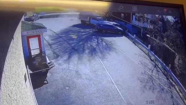 Surveillance video shows truck plow through fence, hit deck in Baldwin Borough