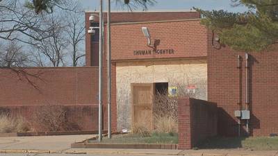 Status of Shuman Center unclear as plywood covered entrance on scheduled reopening date
