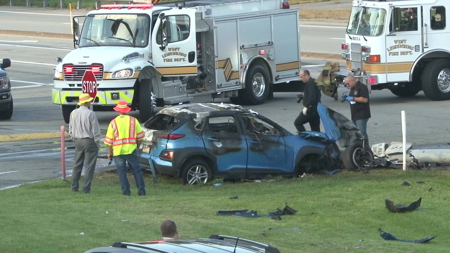 PHOTOS Coroner called to accident in Uniontown, car crashes into