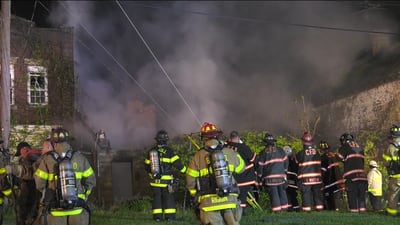 PHOTOS: Smoke pours from collapsed vacant Westmoreland County building during early morning fire 