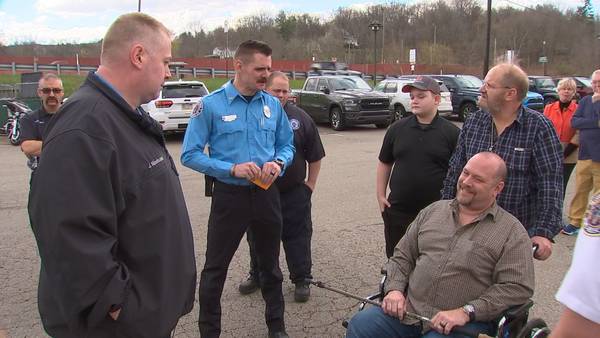 Truck driver hurt in 2023 McKnight Road crash reunites with paramedics who saved him