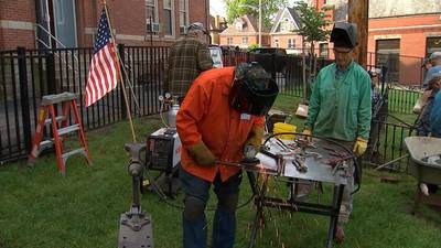 Blacksmiths work to preserve part of Lawrenceville war memorial