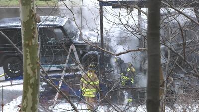 PHOTOS: Car hauler catches fire on Pennsylvania Turnpike