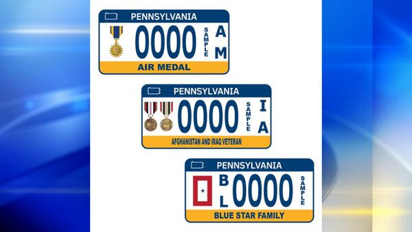 New military themed license plates available in Pennsylvania