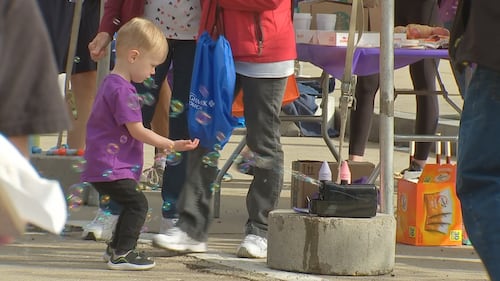 Hundreds of families walk and enjoy activities during the 54th annual March for Babies Walk on Pittsburgh's North Shore.