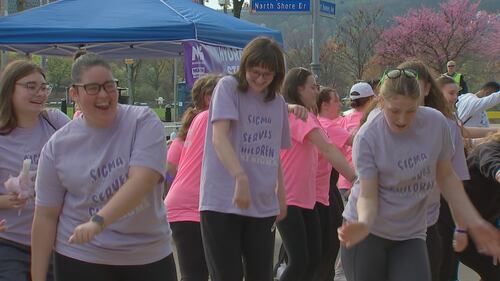 Hundreds of families walk and enjoy activities during the 54th annual March for Babies Walk on Pittsburgh's North Shore.