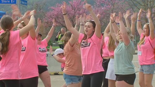 Hundreds of families walk and enjoy activities during the 54th annual March for Babies Walk on Pittsburgh's North Shore.