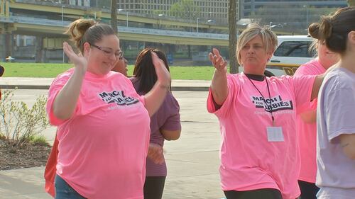 Hundreds of families walk and enjoy activities during the 54th annual March for Babies Walk on Pittsburgh's North Shore.