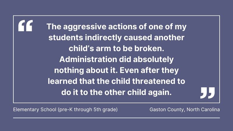 Cox Media Group gathered comments from teachers in Florida, Georgia, North Carolina, South Carolina, Ohio, Pennsylvania, Massachusetts, and Washington, about violence in the classroom.