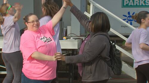 Hundreds of families walk and enjoy activities during the 54th annual March for Babies Walk on Pittsburgh's North Shore.