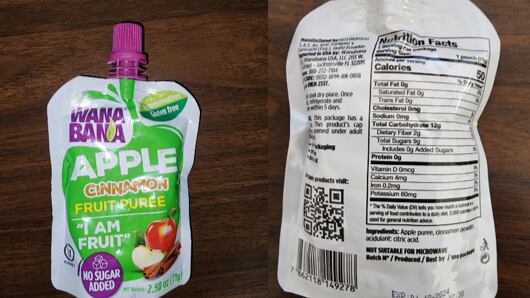 WanaBana apple cinnamon fruit puree pouches