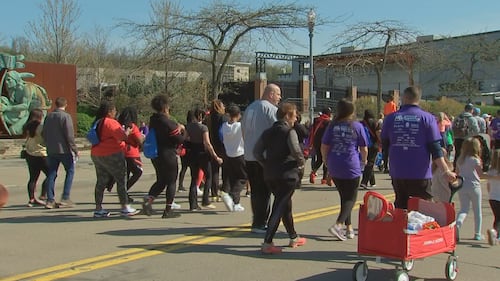 Hundreds of families walk and enjoy activities during the 54th annual March for Babies Walk on Pittsburgh's North Shore.