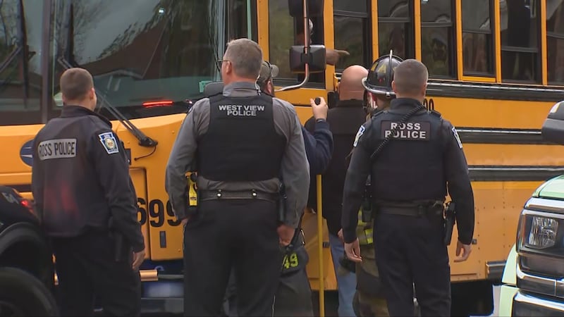 PHOTOS: School bus involved in crash in Ross Township
