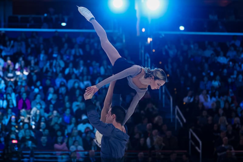 Ice skaters performing