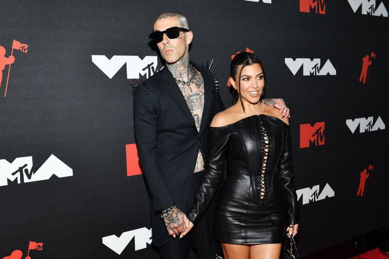 NEW YORK, NEW YORK - SEPTEMBER 12: (L-R) Kourtney Kardashian and Travis Barker attend the 2021 MTV Video Music Awards at Barclays Center on September 12, 2021 in the Brooklyn borough of New York City. (Photo by Noam Galai/Getty Images for MTV/ViacomCBS)