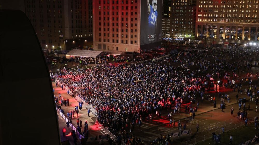 DETROIT, MICHIGAN - APRIL 26: General view during rounds two and three of the 2024 NFL draft at Campus Martius Park on April 26, 2024 in Detroit, Michigan. (Photo by Gregory Shamus/Getty Images)