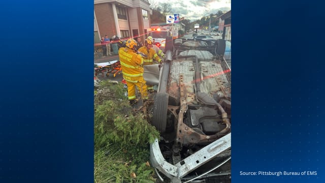 A man was rescued from a car after it rolled over in Banksville.