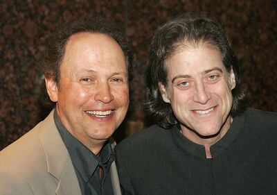 LOS ANGELES - JULY 20:  Comedians Billy Crystal (left) and Richard Lewis arrive for the Premiere of HBO's Documentary "My Uncle Berns" on July 20, 2004 at the Museum of Tolerance, in Los Angeles, California. (Photo by Carlo Allegri/Getty Images)