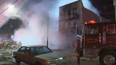 PHOTOS: Apartment building partially collapses after massive fire in Donora